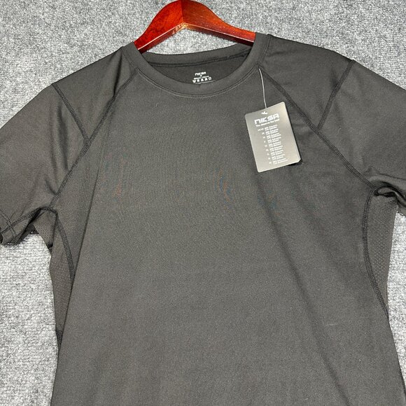 NikSa Tee Shirt Mens Medium Black Stretch Short Sleeve Crew Neck Pullover NEW - Picture 3 of 8